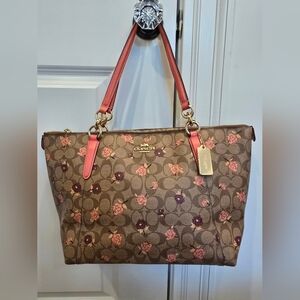 Coach Brown and Pink Monogram Tote